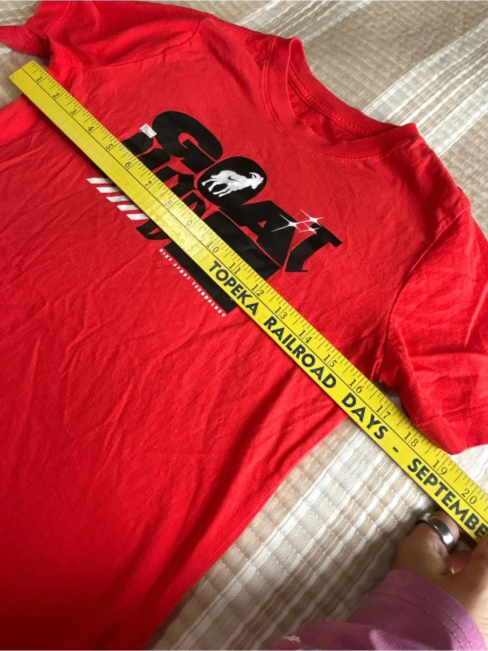 Nike Red Graphic Tee with Black & White GOAT Design boys